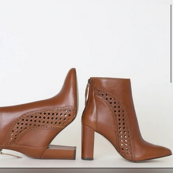 Matisse Tan Braided Cutout Leather Ankle Boot Heel Size 6.5 - Picture 3 of 16